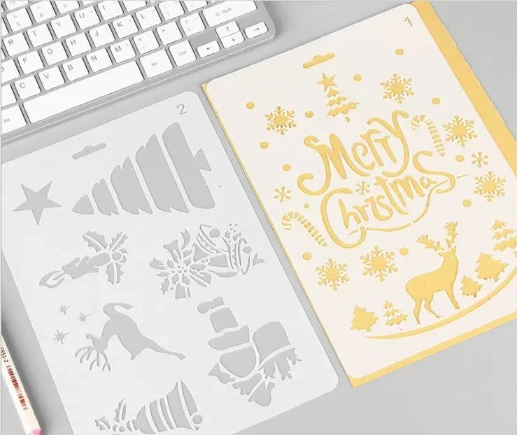 Wholesale christmas stencil plastic drawing template diy custom craft  stencils for painting From m.
