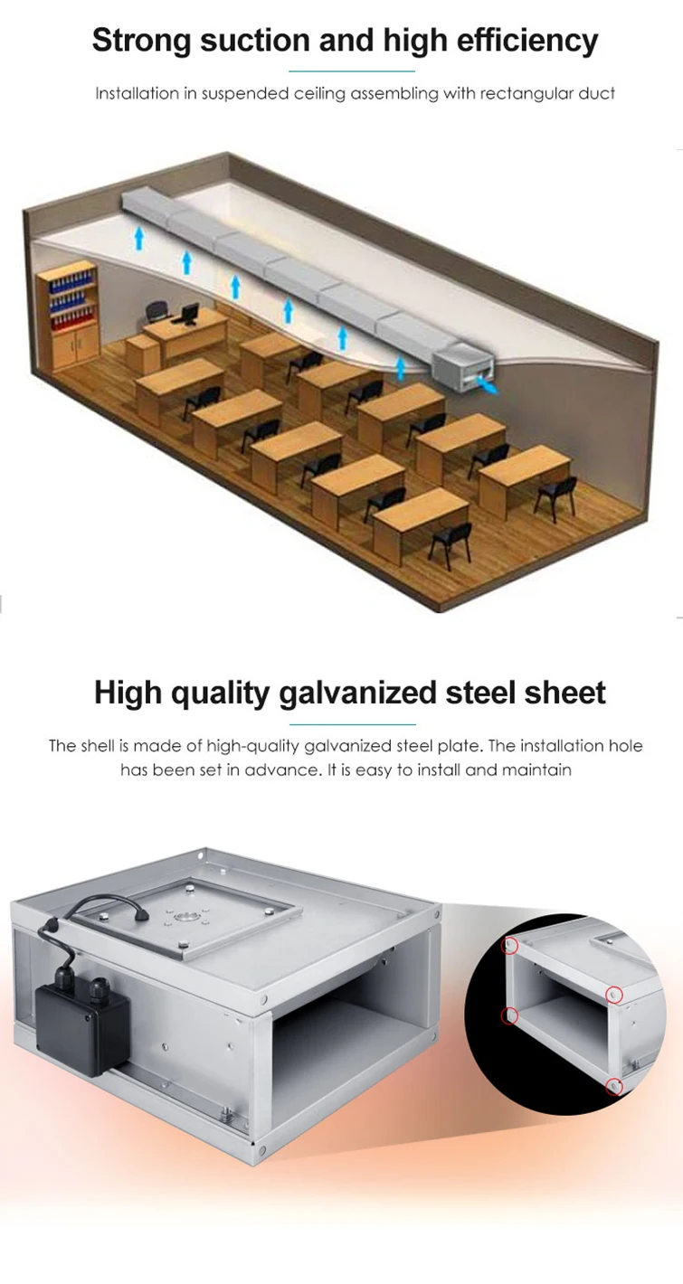 Kitchen Rectangular Duct Extractor, 5400CMH, 220V - detail 10