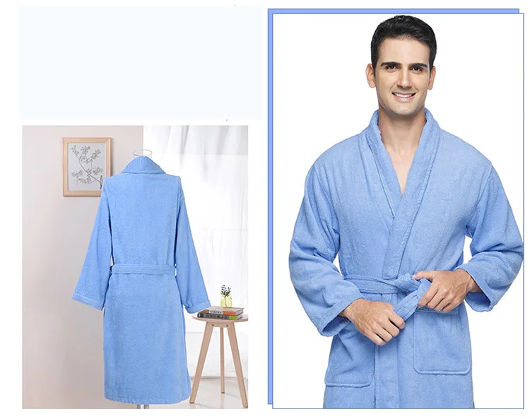 Toweling Terry Robe Unisex Bath Robe Men Night Robe Sleepwear Casual White Home Luxury Plush Bathrobes Custom 100% Cotton Women details