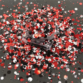 Wholesale Bulk Black White Red Mixed Halloween Dot Shape Glitter for Tumblers Epoxy Resin Crafts