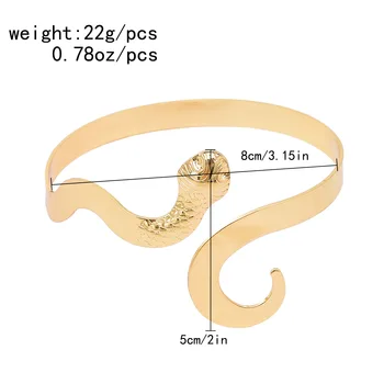 Flongo Bracciale Rigido Serpente Donna – Oro Con Zirconia Cubica, Acciaio Inox, Regolabile, Stile Vintage Punk - 2