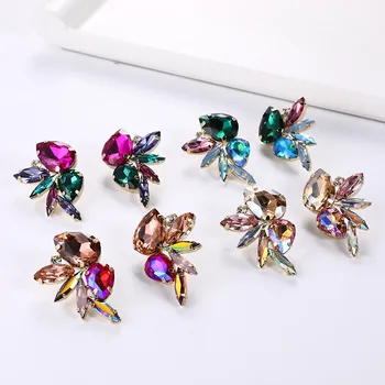 Personalized design alloy colored diamond earrings female fashion earrings trend street shooting full diamond earrings wholesale