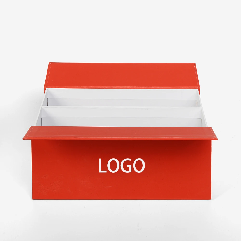 Wholesale Design Rigid Cardboard Magnetic Double Door Custom Logo Paper Sweet Red Gift Packaging Box