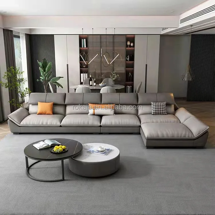 Minimalist L-shape Sofa Set Living Room Furniture Easy To Clean Corner ...