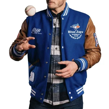 OEM Custom chenille embroidery leather sleeves bomber baseball varsity jackets for men
