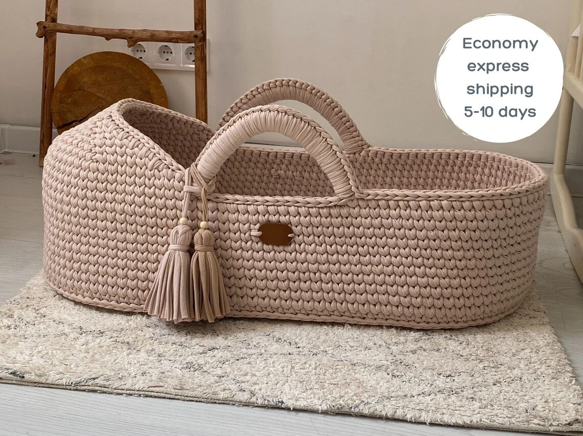 100 Cotton Rope Baby Changing Basket Moses Basket Thick Foam Pad With