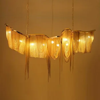 Modern aluminum chain ceiling chandelier pendant light industrial vintage tassel hanging lamp
