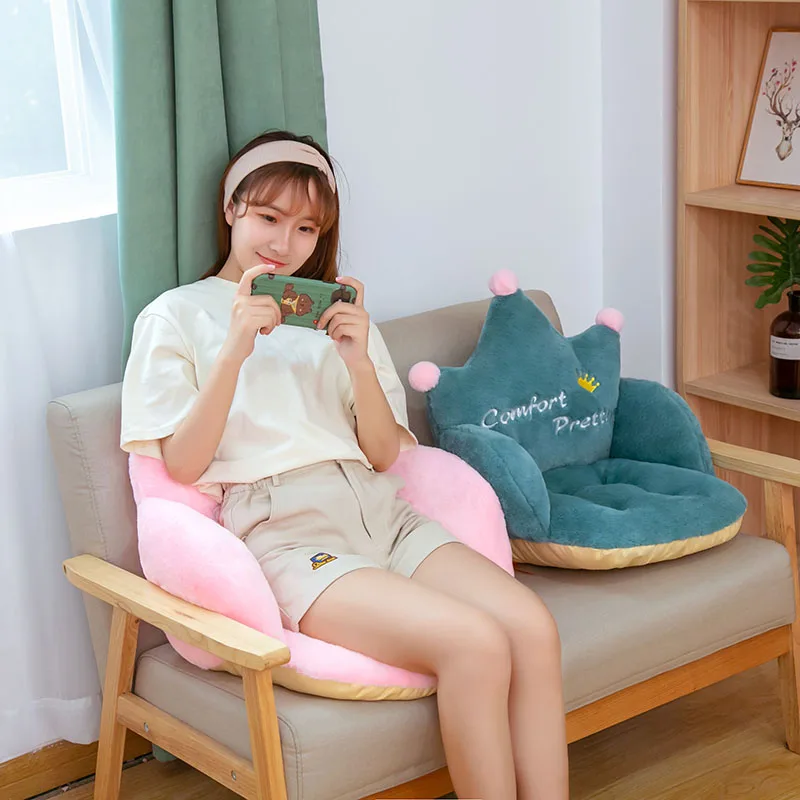 Crown Office Soft Cushion Plush Comfort Seat Pad Cozy Warm Seat Pillow Armchair Seat Support Relieves Back Coccyx Sciatica and Tailbone Pain Relief