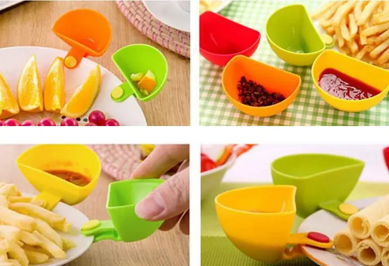 Dip Clip Bowl Plate Holder,Color Plastic Dish Chip Serving For Spice