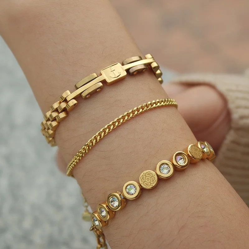 批发不锈钢女士豪华珠子手镯套装网球手镯 - buy tennis bracelet