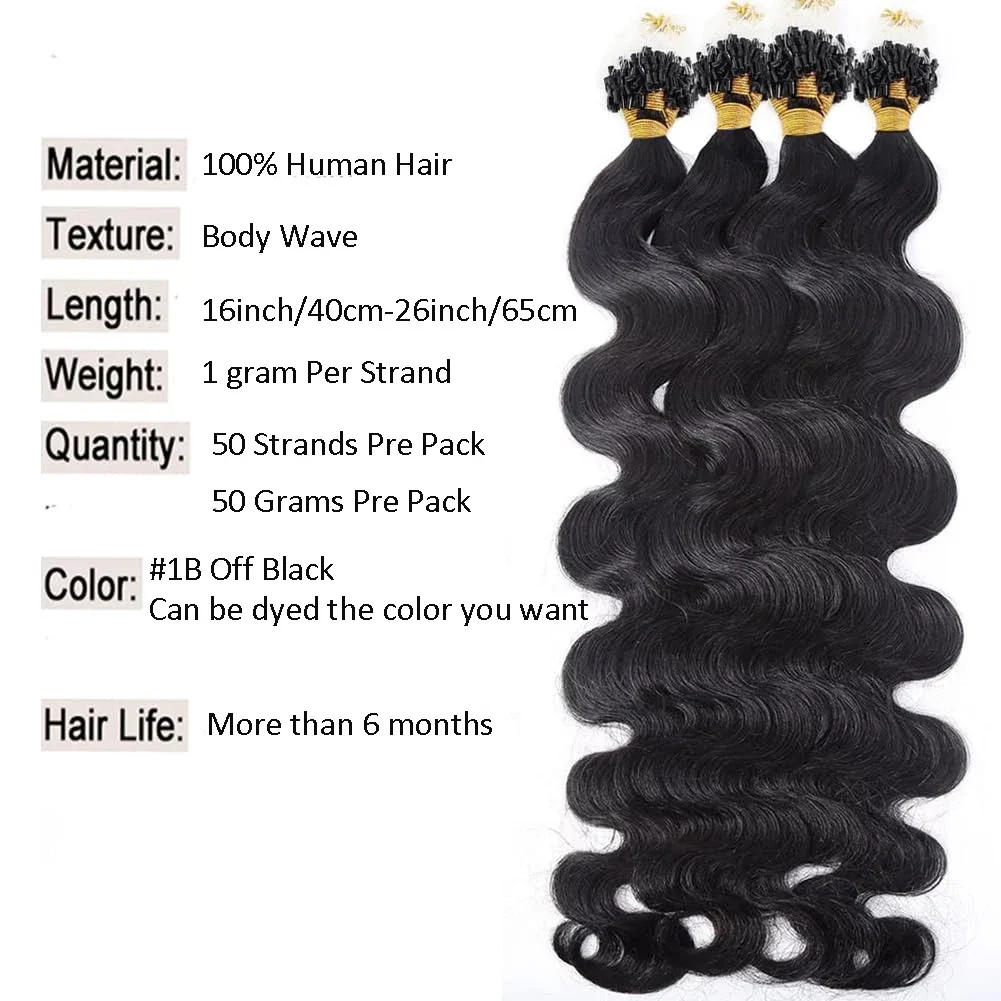Body Wave Micro Loop Hair Extensions Human Hair Micro Link 1g strand Micro Ring 50pcs Straight Natural Hair For Women 16-26 Inch_voghion.com