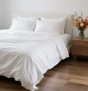 Wholesale Customized Logo 100% Organic Cotton Sateen Eco-Friendly Envelope Type Hotel Bed White King/Queen Size Pillowcase Bulk