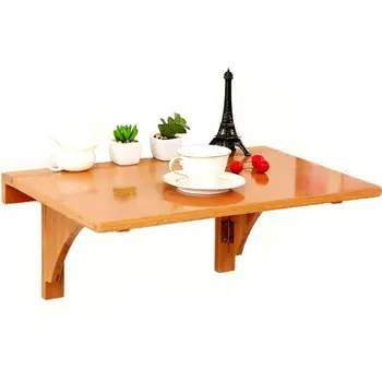 Folding Decorative Bamboo Wall Mounted Dining Table for Bedroom Living Room and More