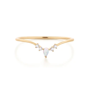 2022 HOT SALE 925 silver jewelry Fashion rings V shaped Opal Zircon Wedding Thin Ring fine jewelry for women