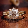 Real solid 14K gold moissanite diamond ring