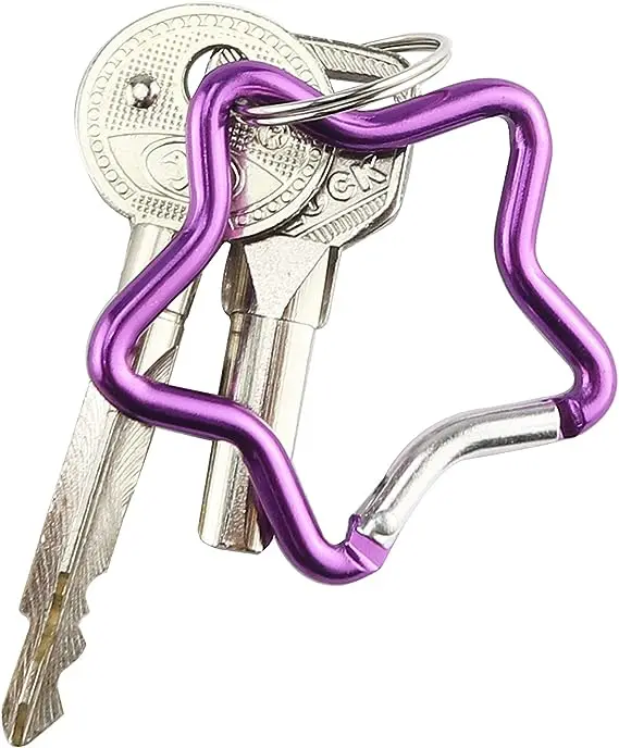 2025 Wholesale Popular Styles with Multiple Colors Available 5cm Pentagonal Star Shaped Aluminum Alloy Spring Keychain