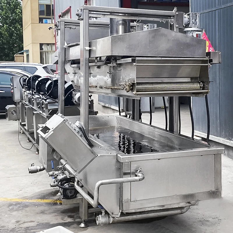 304 Stainless Steel Electric Gas Fryer Cassava French Fries Chicken Burger Meat Patty Frying Machine Continuous Fryer Machine manufacture