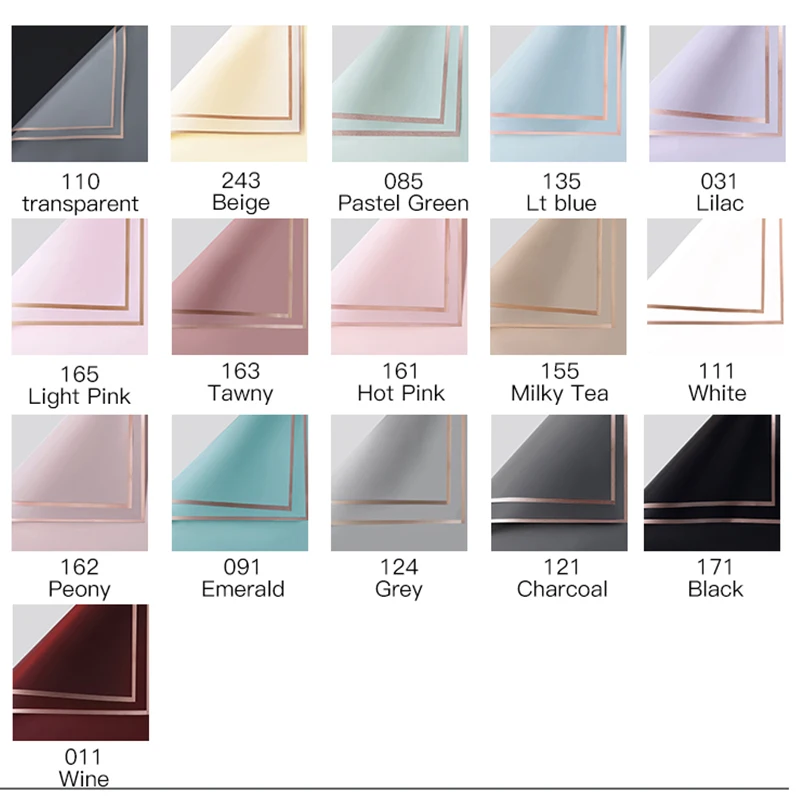 SINOWRAP Best Selling Design Golden Edge Wholesale Plastic Waterproof Frame Flower Wrapping Paper