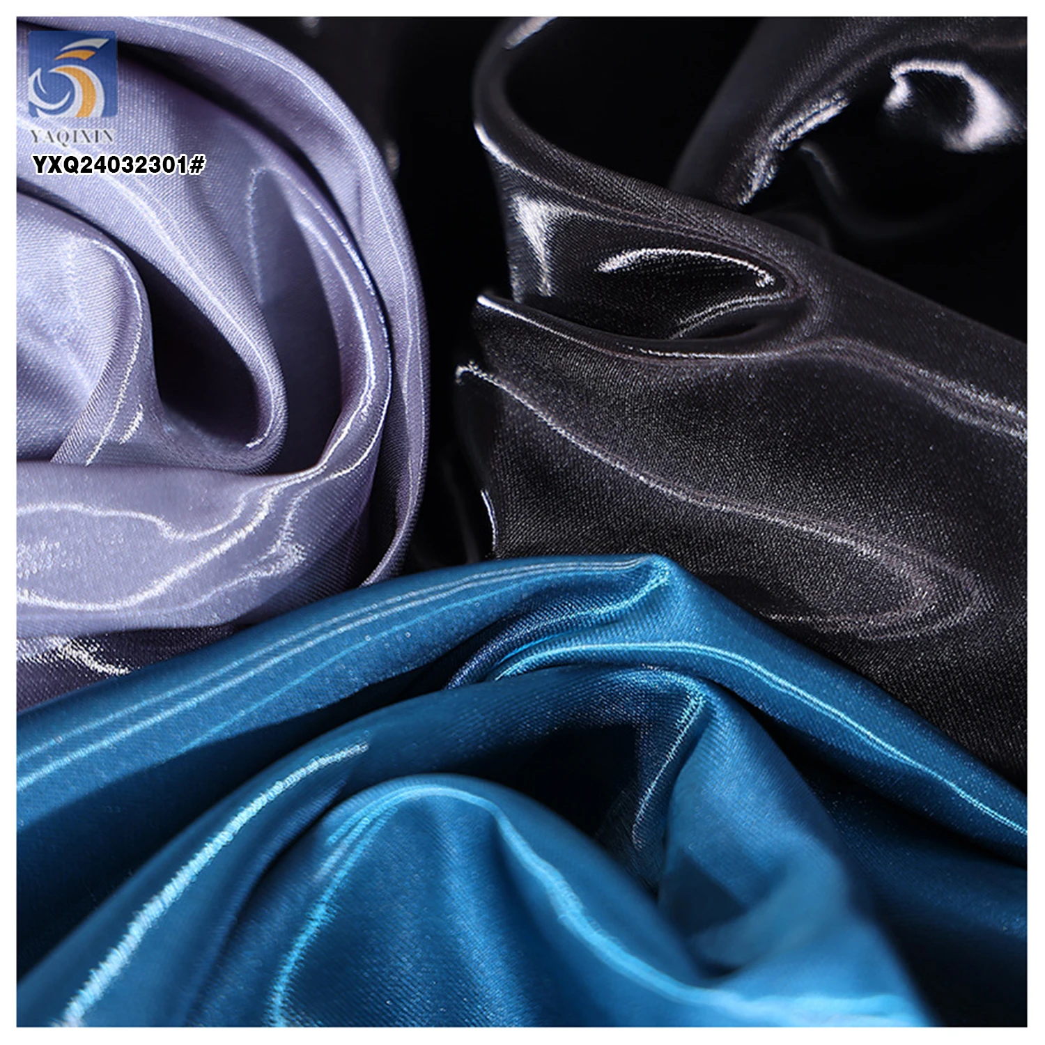 YX60光沢のある金属反射100% ポリエステル液体オーガンザサテン生地