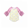Yellow Easter Bunny Floral Raglan Ruffle Sleeve Top