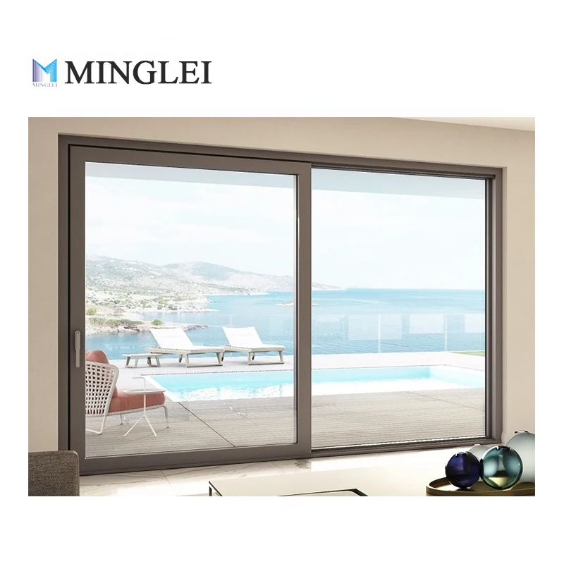 Minglei Customizable Size Thermal Insulation Balcony Exterior Door Aluminum Tempered Glass Sliding Door