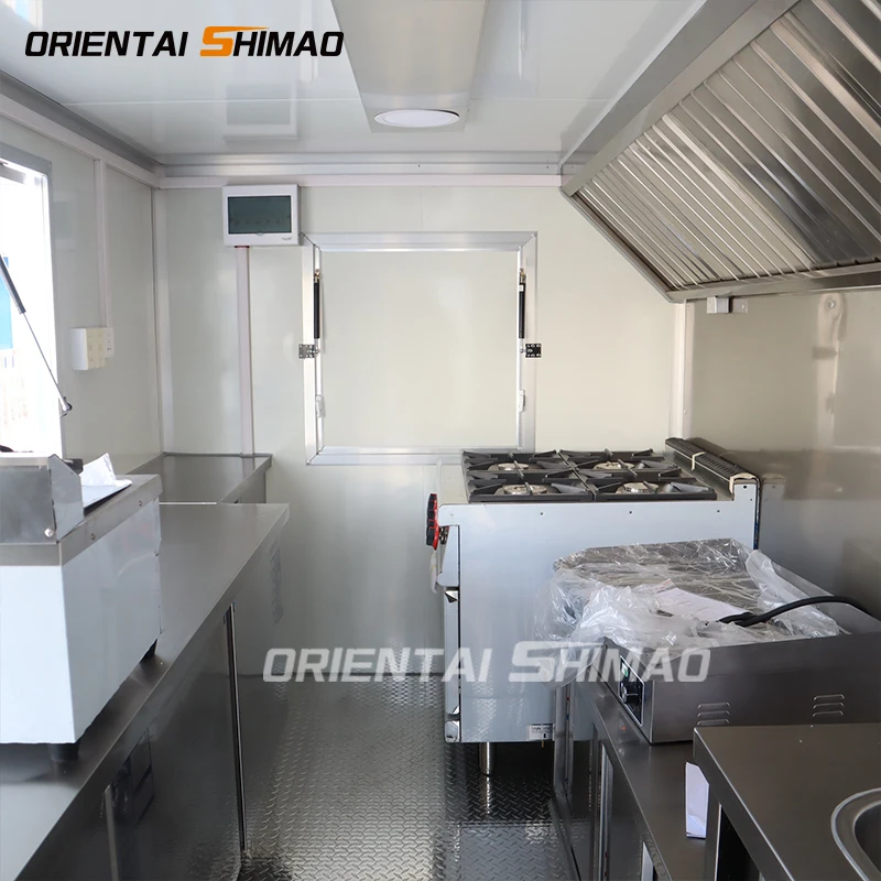 Customized Square Shape Food Trailers and Food Trucks With Commercial Kitchen Equipment