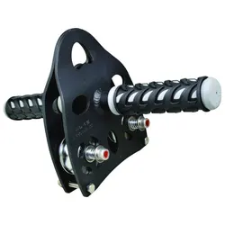 Outdoor children amusement adventure high-altitude zip line cross pulley hand-held dual-axle ropeway sliding steel cable black