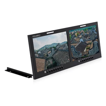 FEELWORLD D101 PLUS-H Professional Video Rack Mount Monitor Dual 10.1" 4RU 4K   CVBS 1920x1200 IPS OEM Custom Logo