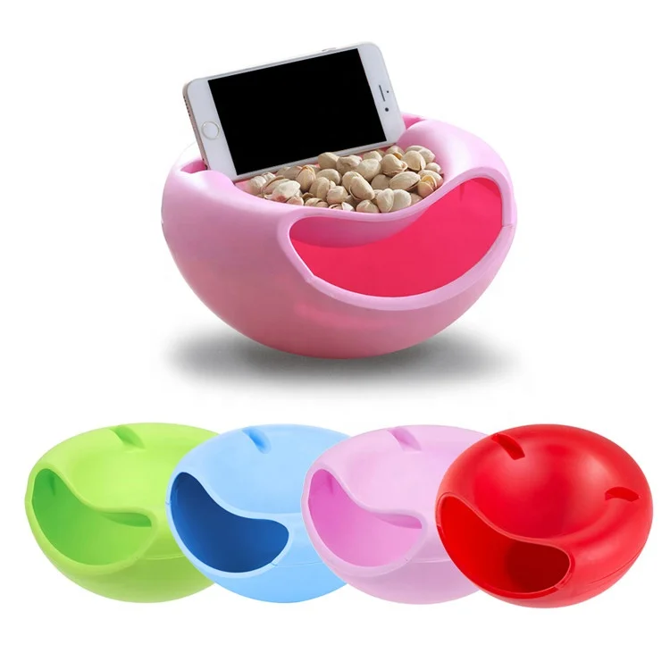 Details about   Creative Lazy Snack Bowl Plastic Double Layers Snack Storage Box Fruit Pla I 