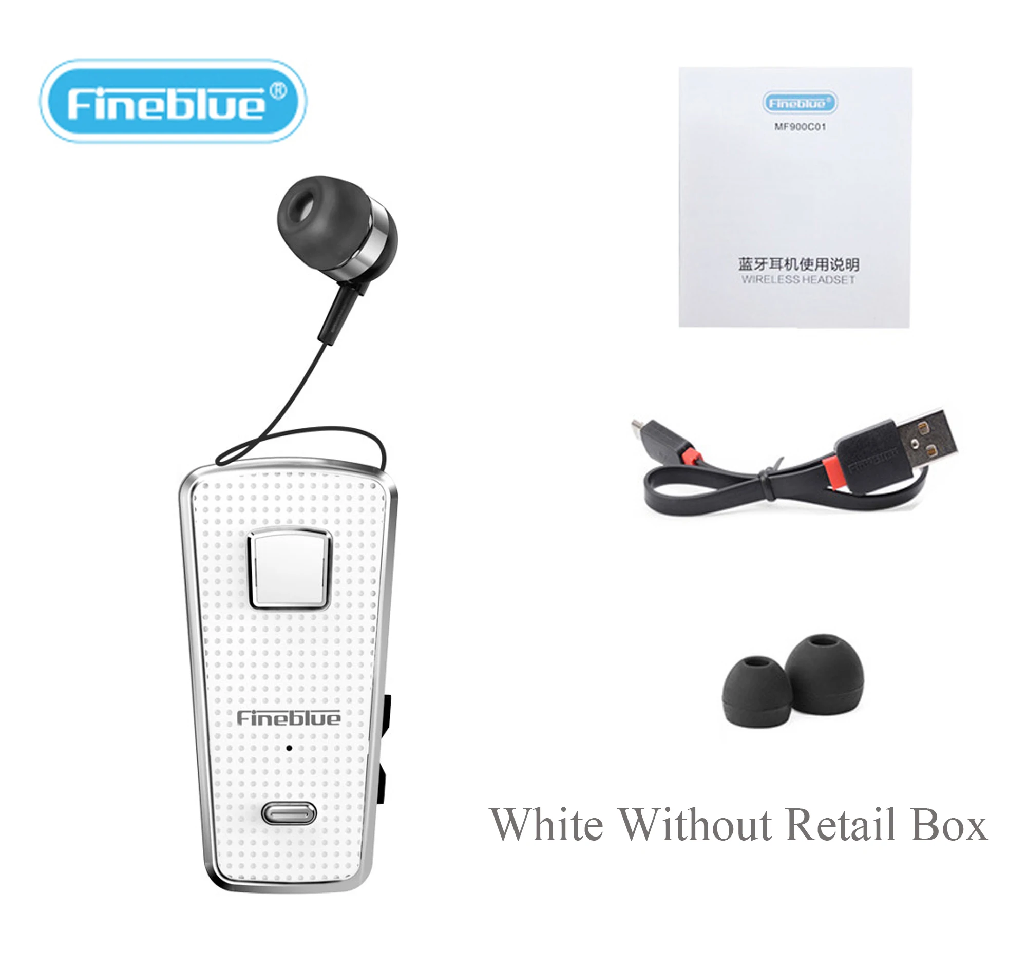 Fineblue F970 Pro Auricolare Bluetooth Single Earbud Con Microfono Integrato - Argento, Leggero E Wireless Per Business E Chiamate