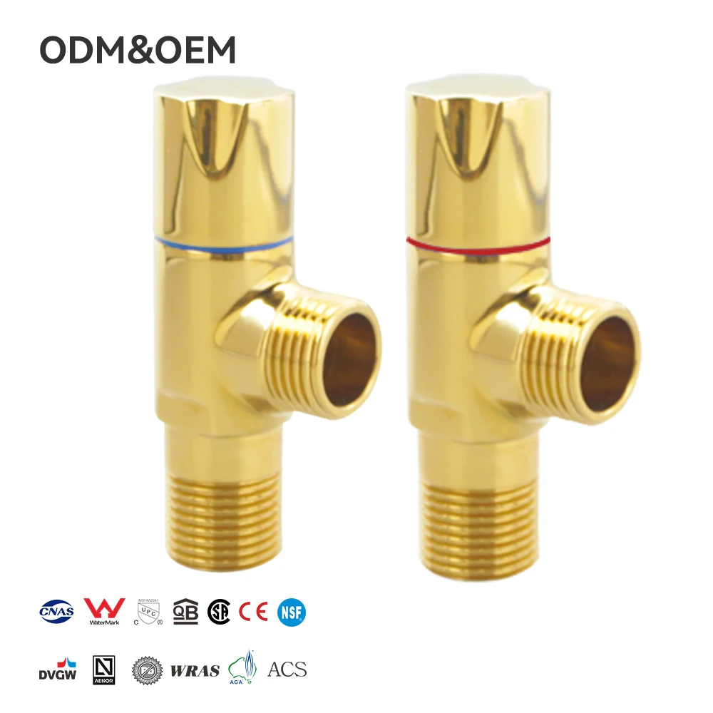 Champagne Gold Brass Leak-proof Explosion-proof Large Flow Angle Valve Hot and Cold Universal Toilet Water Heater Angle Valve