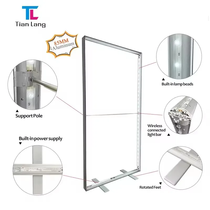 Tianlang двухсторонний тканевый светодиодный дисплей рекламный баннер лайтбокс прямоугольный алюминиевый 10s сборный складной инструмент Бесплатная подсветка