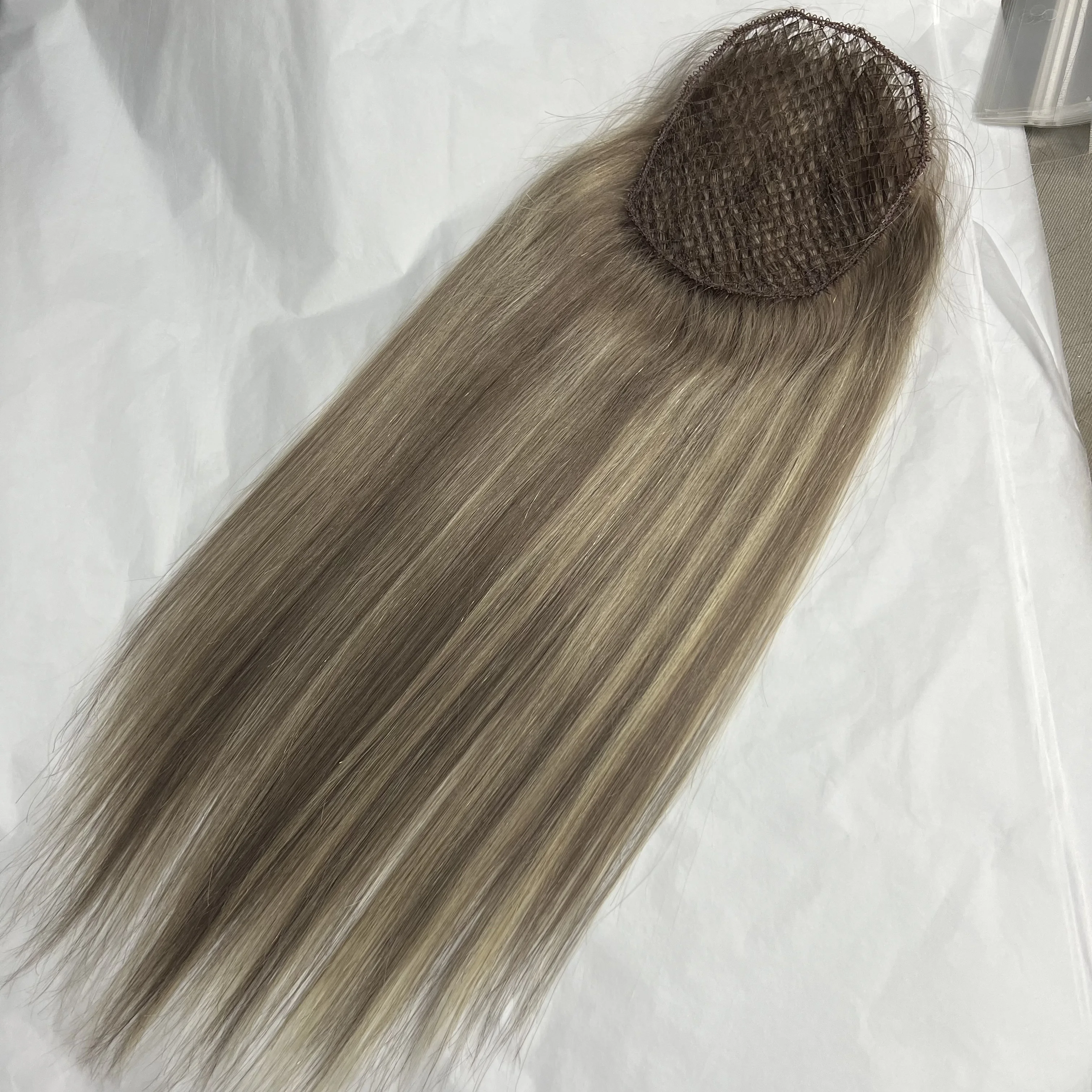 Integration Fish Net Mesh Pieces Women Human Hair Toupee System Topper for Woman