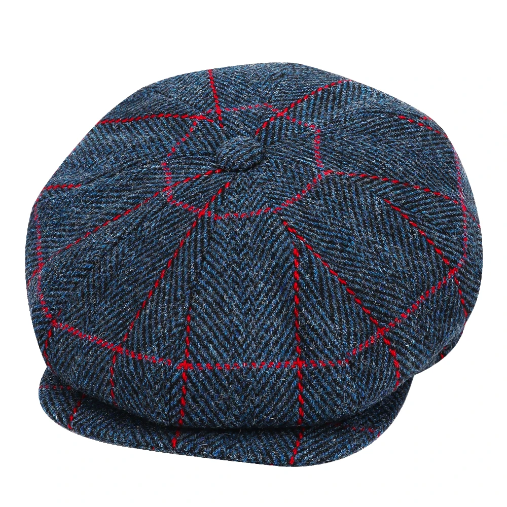 Custom Man Gatsby Cap Wool Ivy Hats Baker Boy 8 Panels Men Herringbone ...