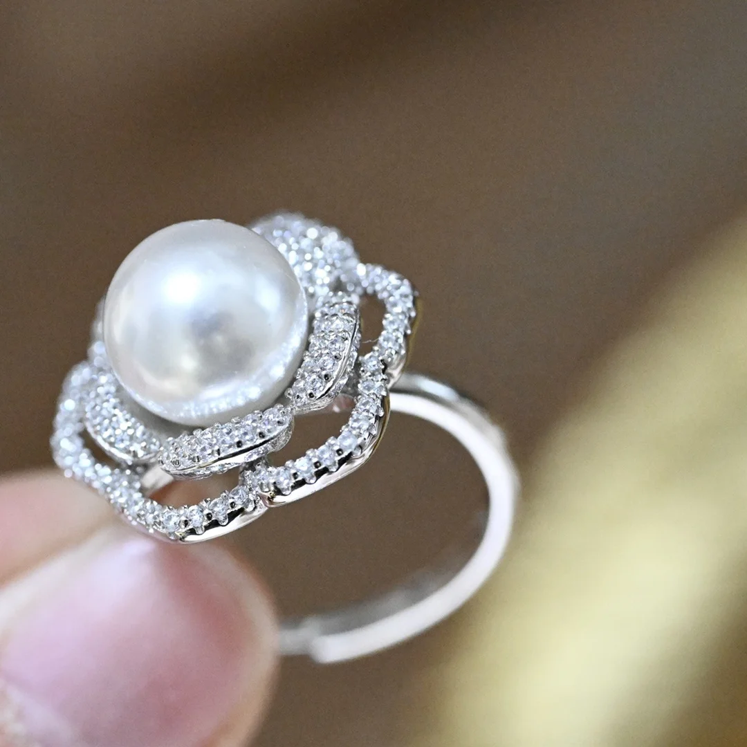 AENEAS Natural Freshwater Pearl Ring – Sterling Silver Adjustable Ring For Women, Minimalist Pearl Jewelry - View #9
