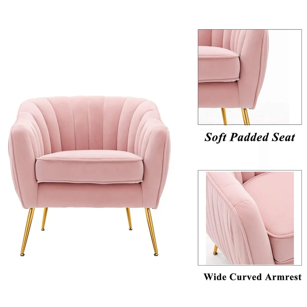 pink Berde Bughaw Abuhin Dilaw na mga Accent Chairs para sa Living Room Naibubuhos na Armchair at Ottoman