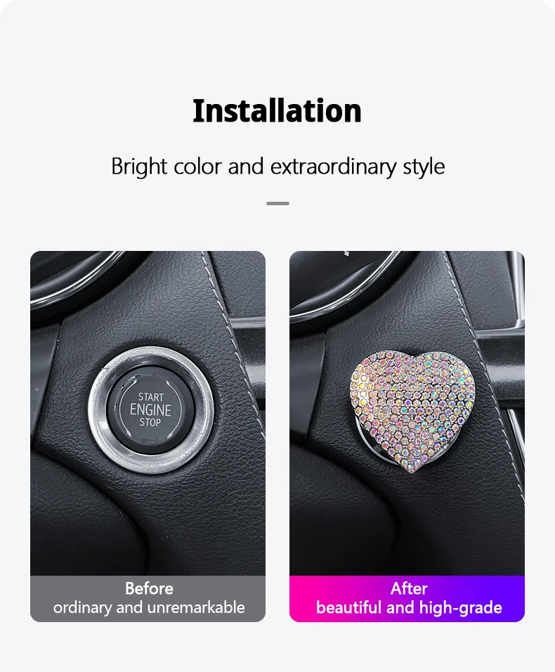 Car Diamond Interior Car Button Decoration Ring Crystal Push Start