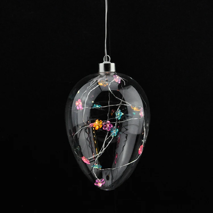 Party Supplies Hanging Egg Shaped Glass Eggs With Led Colorful String Lights