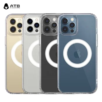 ATB High Quality Clear Transparent Magnetic Phone Case Shockproof Cover for iPhone 15 16 Pro Max Boxed Packaging