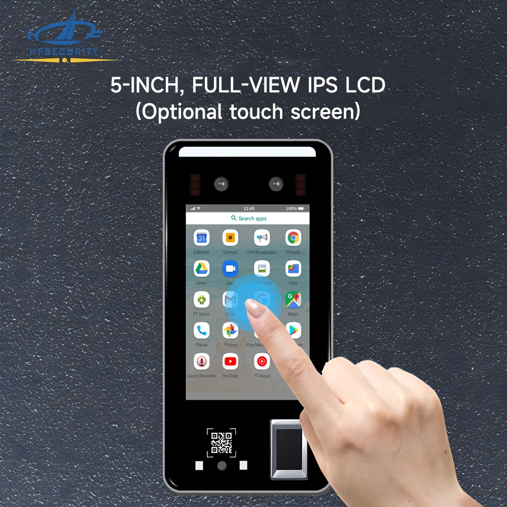 HFSecurity FR05 QR Scanner and Fingerprint Scanner HR Payroll Employee Facial Recognition Rfid Access Control Machine