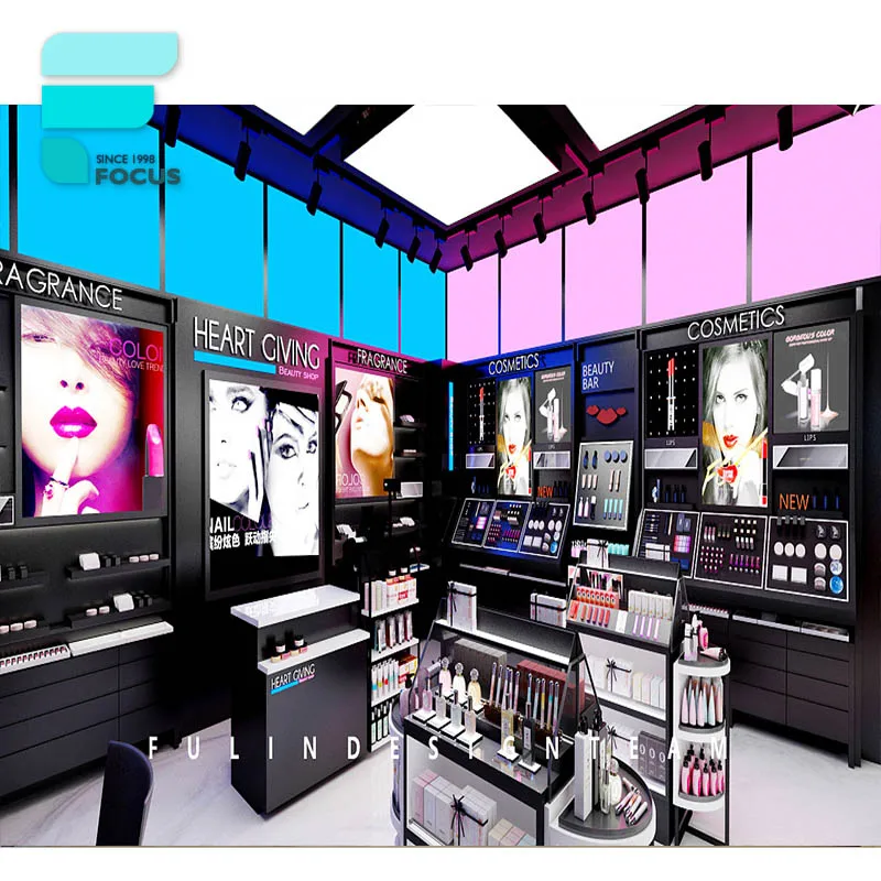Good Quality Cosmetic Display Store Makeup Furniture Counter Beauty Salon Decoration Shop Interior Design Nail Kiosk