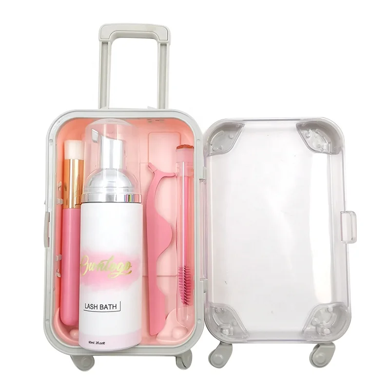 Фирменная марка 60 мл, без масла, собственный бренд, набор пенного шампуня, упаковка для очистки ресниц с футляром, дорожный набор