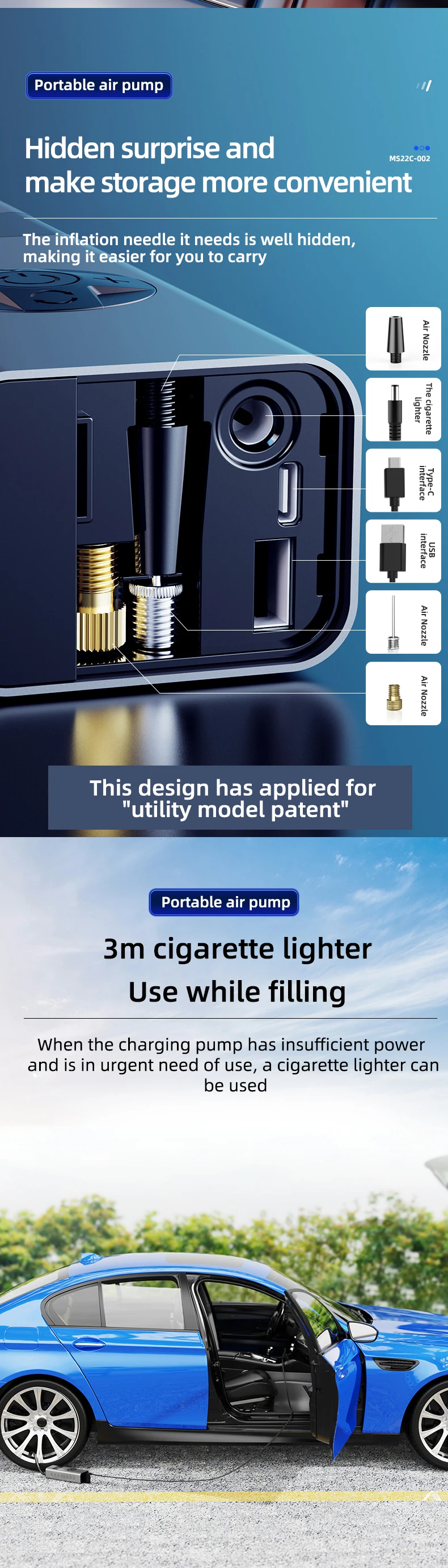 Wireless Charging Portable Multi-function Vehicle Household Electric Car Tire Handheld Air Pump main image 1