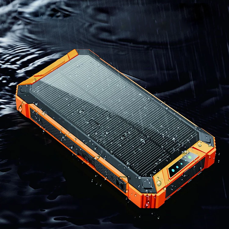Custom OEM Big Battery Dual USB PD Strong LED Flashlight Outdoor Portable Easy Carry Wireless Charger Solar Power Bank 20000mah