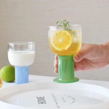 56H Colorful Tall Glass Cocktail Glasses Home Coffee Milk Couple Mugs