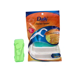 Daily Care ISO GMP Factory Price Bulk Dental Flosser with Storage Box Portable Bend Interdental Floss Stick for Tooth Gap Clean