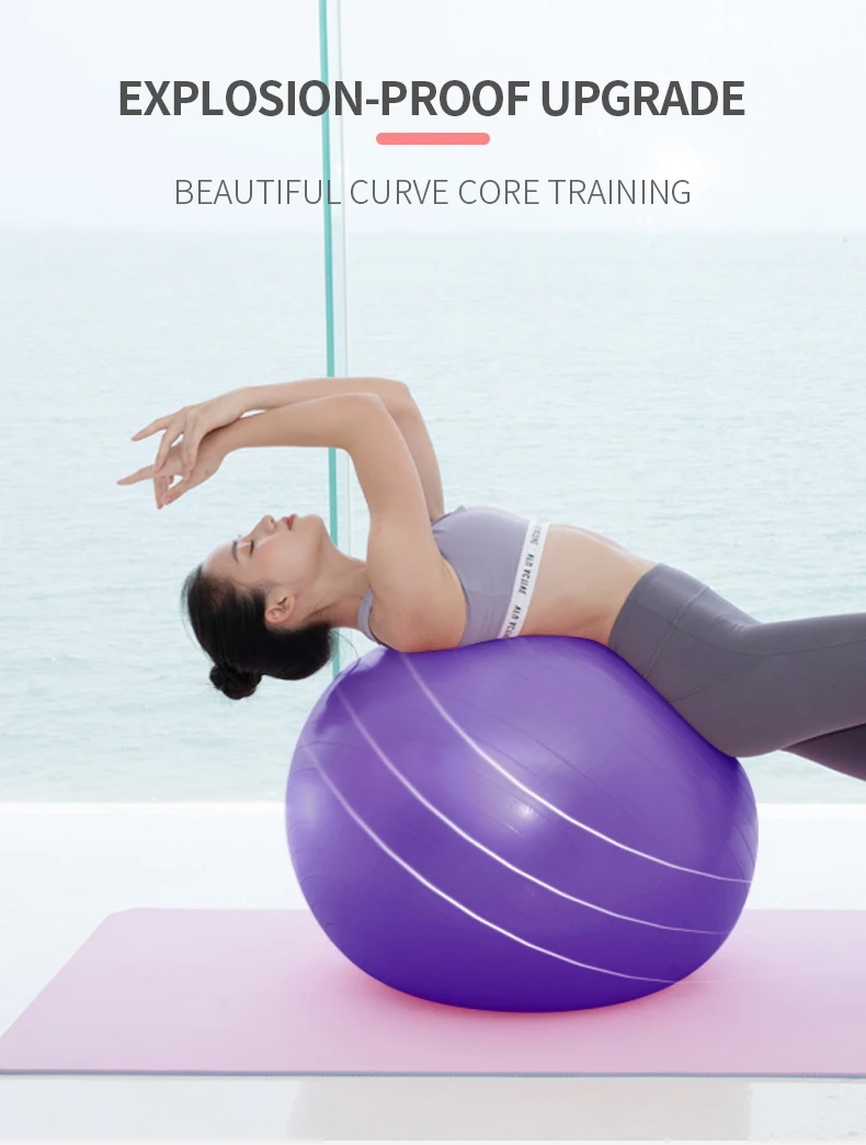 2022 Custom Logo Anti Burst Big Core Pilates Wholesale Exercise Fitness Gym 45cm 55cm 65cm 75cm PVC Yoga Ball