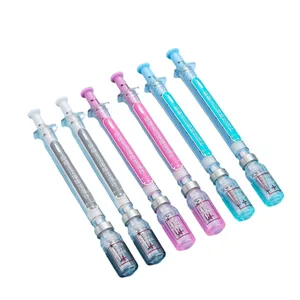 Hot Selling Promotional Colorful Novelty Unique Syringe Shape Plastic Gel Pen With Custom Logo Printing