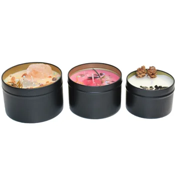 Wholesale Soy Wax Candles Scented Luxury Black Crystal Tin Candles