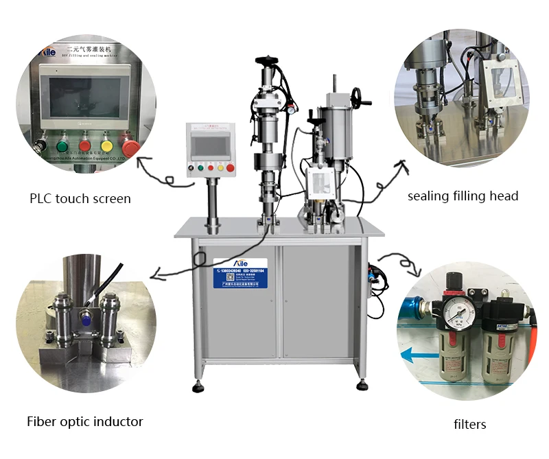 Easy to Operate High-efficiency Replenishing Olive Oil Spray Semi-automatic Dual Aerosol Packaging and Filling Machine details